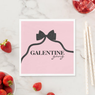 Galentine gang Friend Valentine Black Bow Napkins