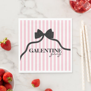 Galentine gang Friend Valentine Black Bow Napkins