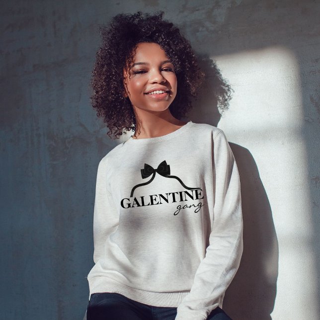 Galentine gang Friend Valentine Black Bow Sweatshirt (Creator Uploaded)