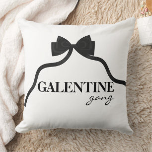Galentine gang Friend Valentine Black Bow Throw Pillow