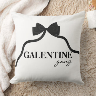 Galentine gang Friend Valentine Black Bow Throw Pillow