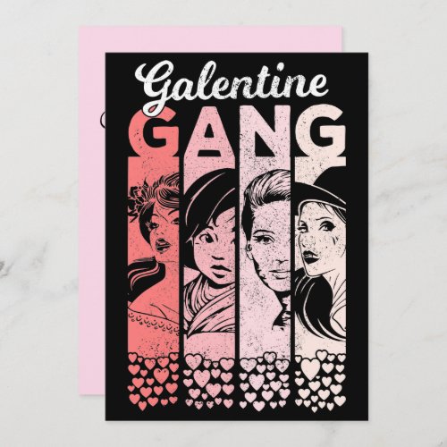 Galentine Gang Vintage Valentines Female Faces Invitation