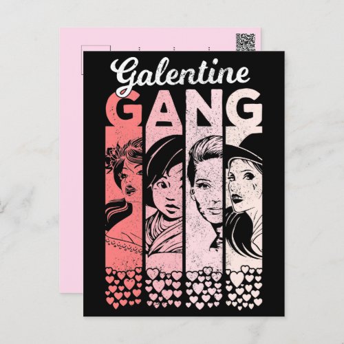 Galentine Gang Vintage Valentines Female Faces Postcard