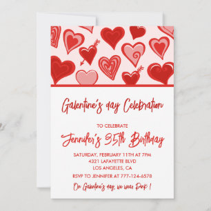 Galentine invitation Brunch pink and red Friends