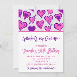 Galentine invitation girlfriends Purple Valentines