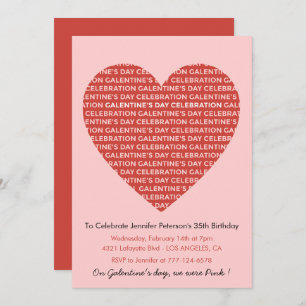 Galentine invitation pink and red Valentines
