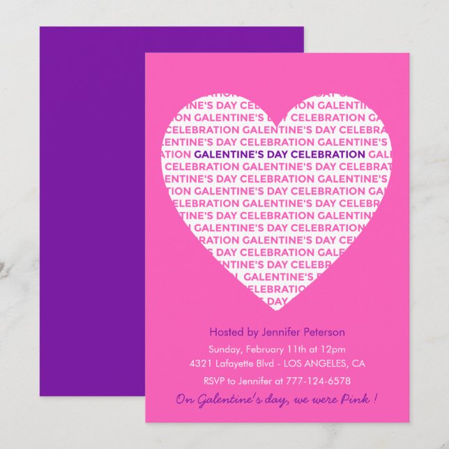 Galentine invitation pink girlfriends Valentines (Front/Back)