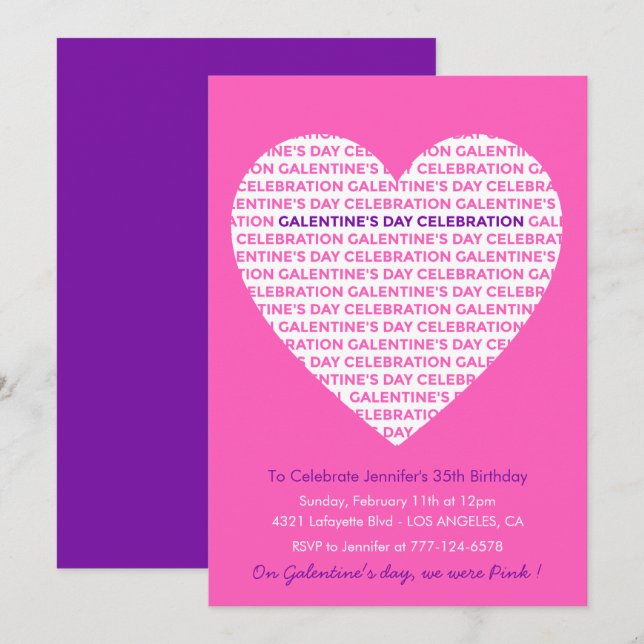 Galentine invitation pink girlfriends Valentines (Front/Back)