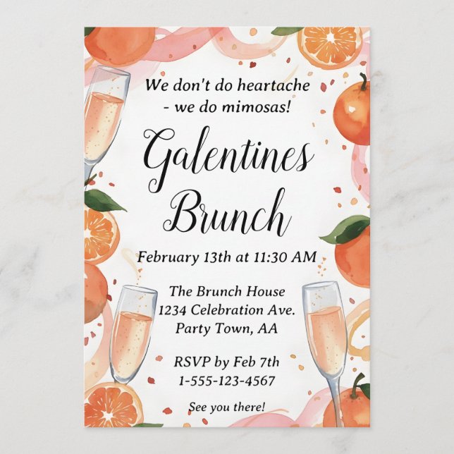 Galentine Mimosa Brunch Party Invite Personalized (Front)