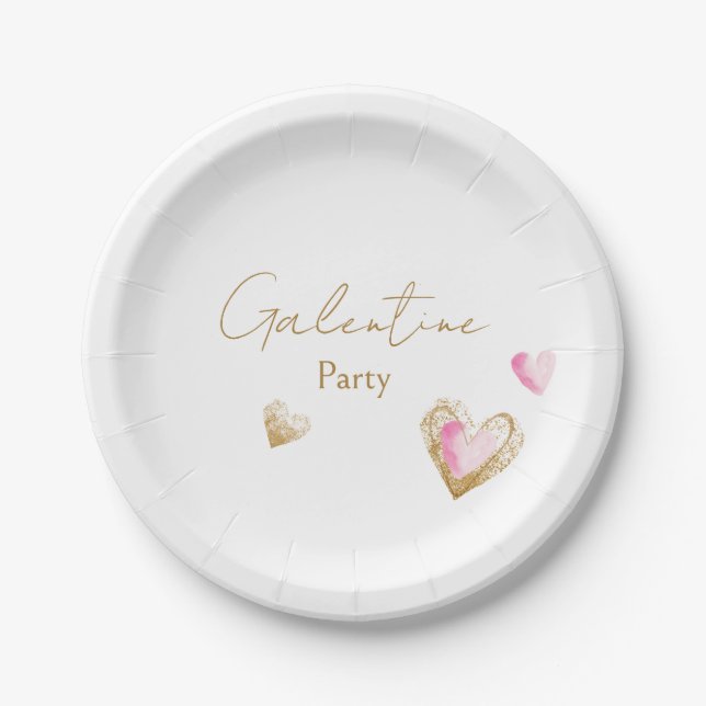 Galentine Party Heart  Paper Plates (Front)