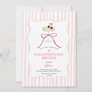 Galentine’s Day Brunch Invitation   Pink Stripe
