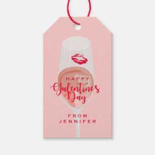 Galentine’s Day Party Watercolor Pink Rosé Gift Tags