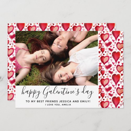 Galentines Day Red Heart Drawing Friend Photo Holiday Card