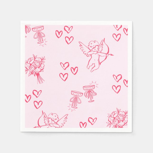 Galentine’s Day Valentine Girly Invitation Napkins (Front)