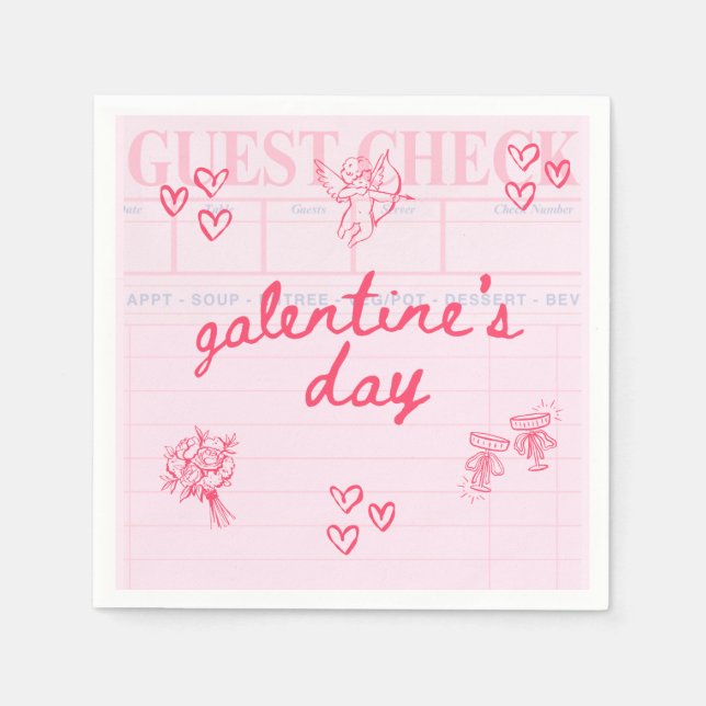 Galentine’s Day Valentine Girly Invitation Napkins (Front)
