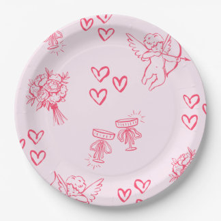 Galentine’s Day Valentine Girly Invitation Paper Plates