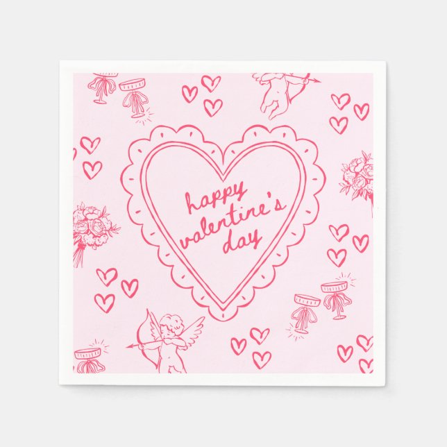 Galentine’s Day Valentine Girly Pink Napkins (Front)