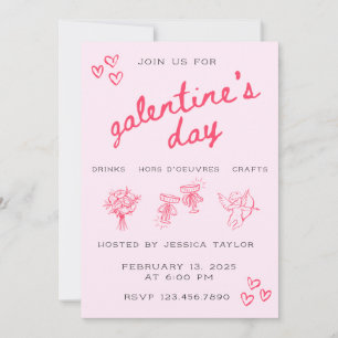 Galentine’s Day Valentines Girly Invitation