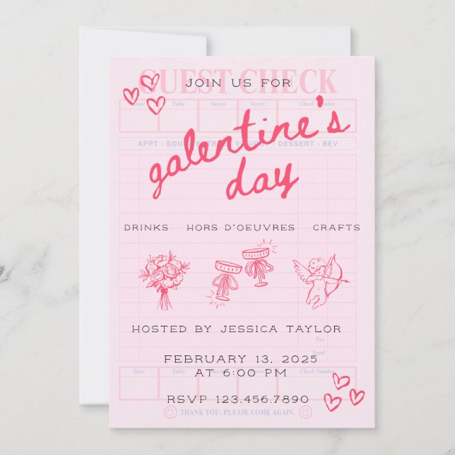 Galentine’s Day Valentines Girly Invitation (Front)