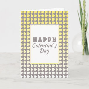 Galentine`s Day Yellow Gray Gradient Heart Pattern Holiday Card