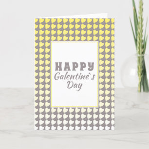 Galentine`s Day Yellow Gray Gradient Heart Pattern Holiday Card