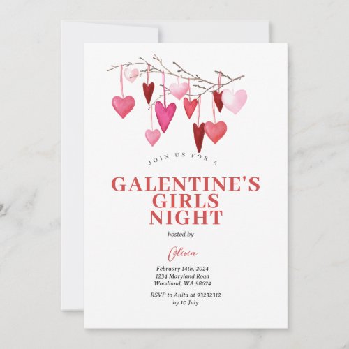 Galentines Girls Night Valentines Balloon Party Invitation