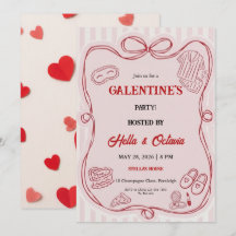 Galentine’s Party Invitation Printable, Pink & Red