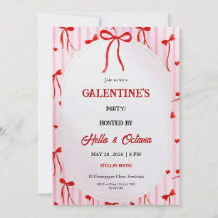 Galentine’s Party Invitation Printable, Pink & Red