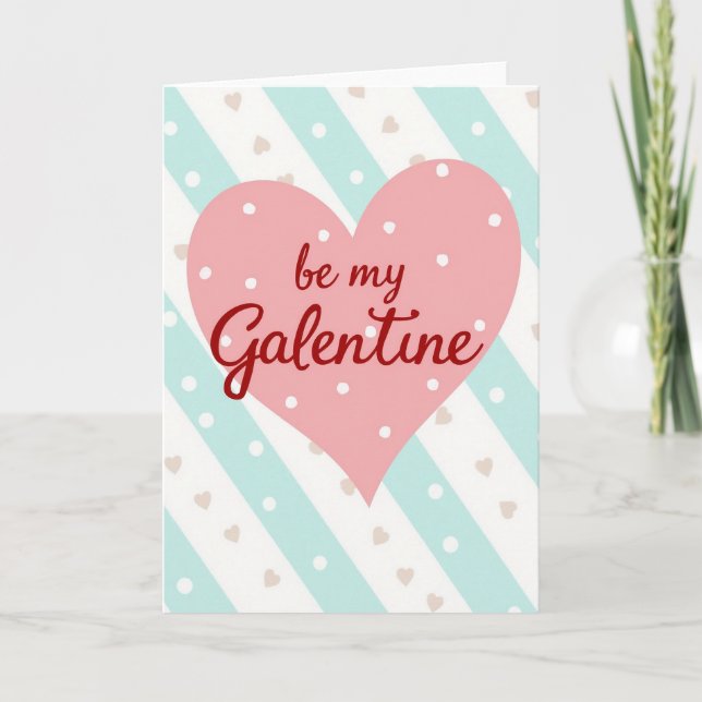 Galentine Striped Polka Dot Heart Card (Front)