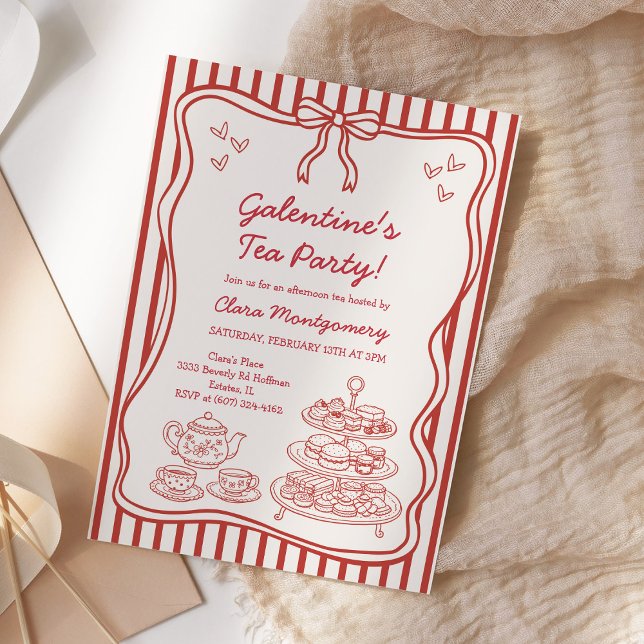 Galentines Afternoon Tea Party Hand Drawn Invitation (Creator Uploaded)