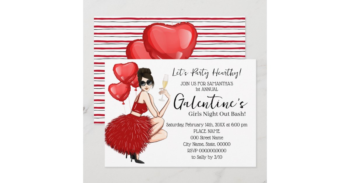 Galentine's Bash Girls Night Out Valentine's Party Invitation | Zazzle