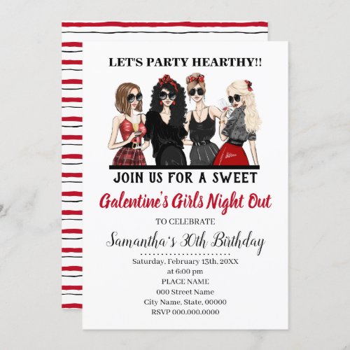 Galentines Bash Girls Night Out Valentines Party Invitation