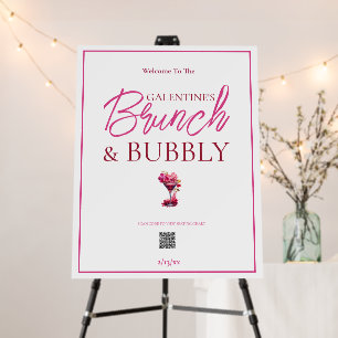Galentine's Brunch and Bubbly QR Code Welcome Sign