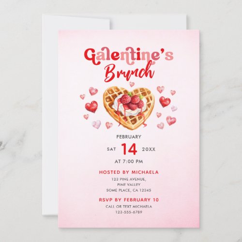 Galentines Brunch Heart_Shaped Waffle Invitation