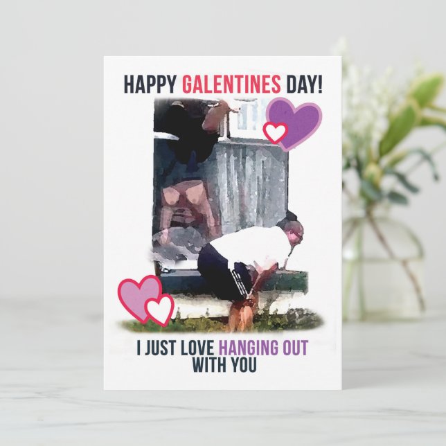 Galentines Card viral video ladies window falling (Standing Front)