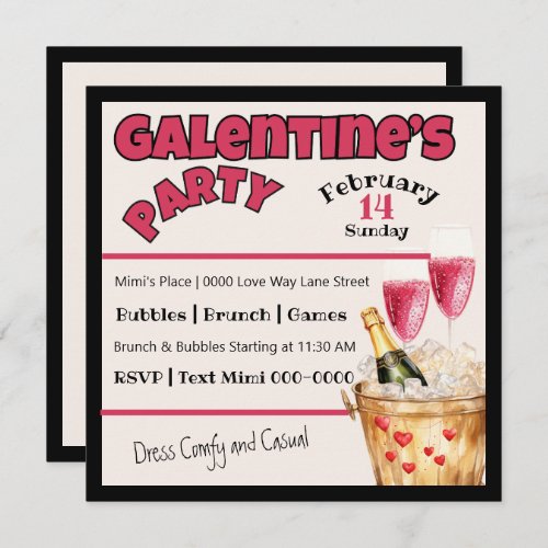 Galentines Champagne Party in Pink Invitation