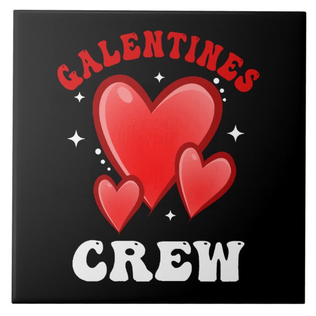 Galentines Crew Heart Ceramic Tile (Front)