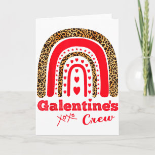 Galentines Crew Valentine February Hearts Leopard  Card