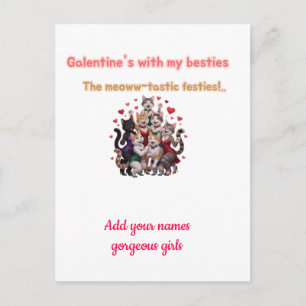 Galentine's Day Besties Cats Illustration  Postcard