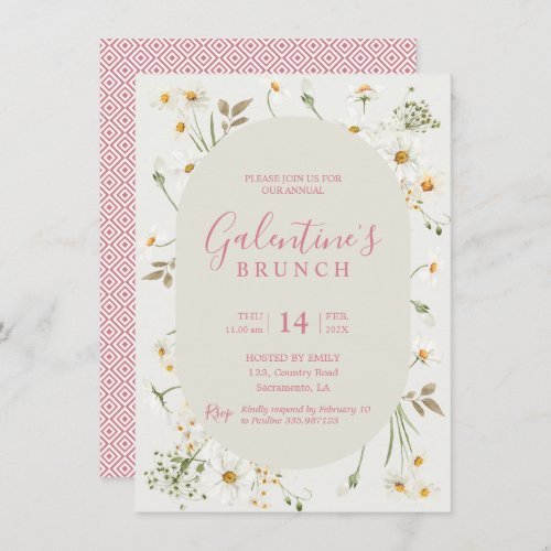 Galentines Day Boho Daisy Floral Invitation