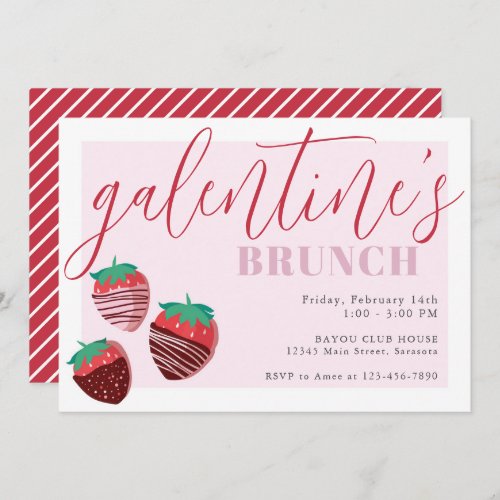 Galentines Day Brunch Chocolate Strawberries Invitation