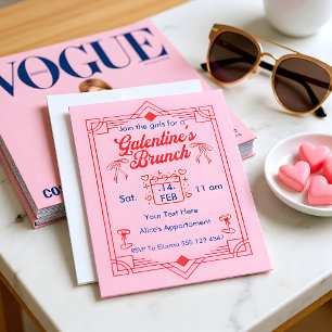 Galentine's Day Brunch Girls  Party Invitation