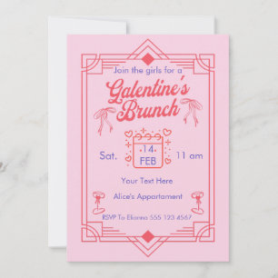 Galentine's Day Brunch Girls Party Invitation