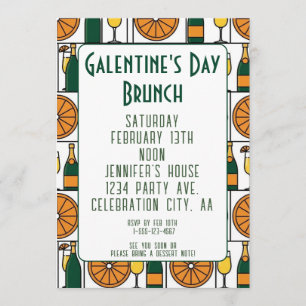 Galentines Day Brunch Mimosas Retro Invitation