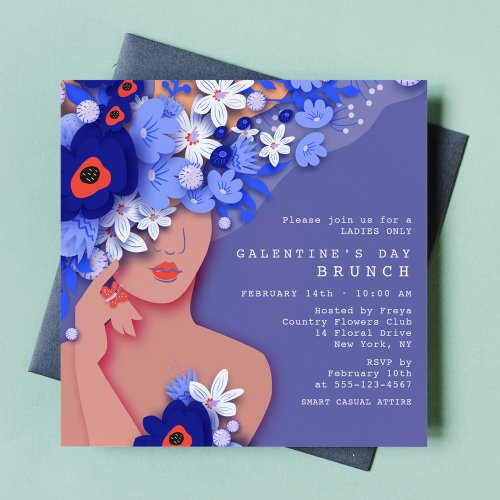 Galentines Day Brunch Modern Girly Floral Invitation