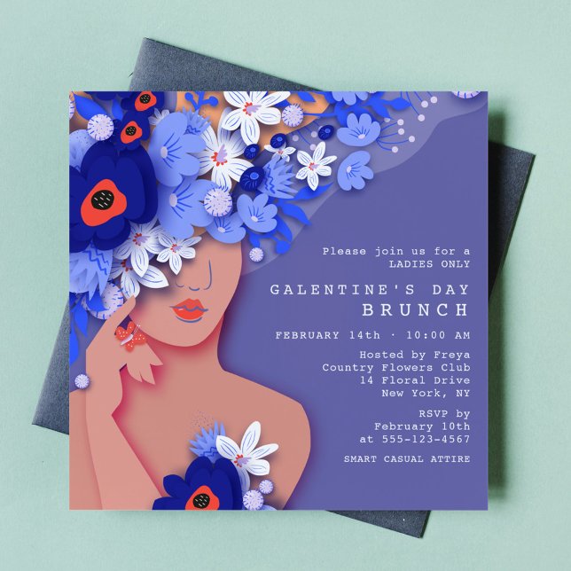 Galentine's Day Brunch Modern Girly Floral Invitation (Creator Uploaded)