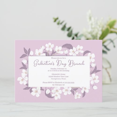 Galentines Day Brunch Pink Floral Valentine Party Invitation