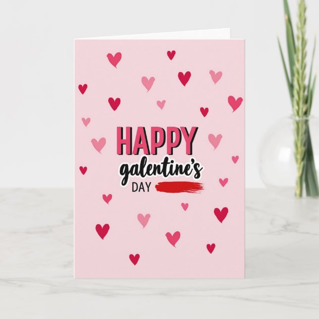 Galentines Day Brushstroke Hearts Card (Front)