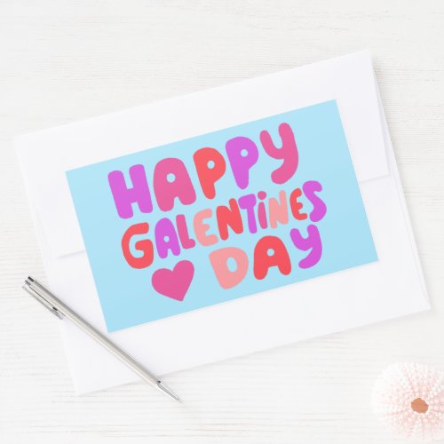Galentines Day Bubble Letters Curvy Retro Groovy  Rectangular Sticker