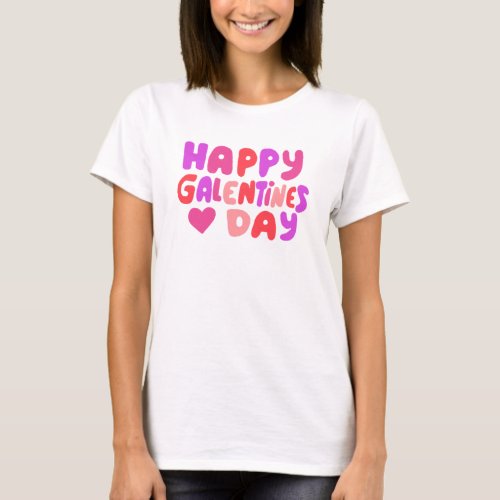 Galentines Day Bubble Letters Groovy Curvy Retro T_Shirt